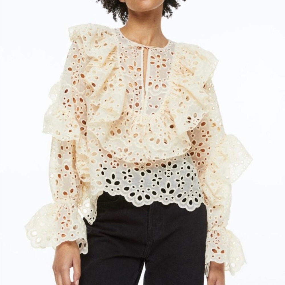 Ruffle eyelet embroidered H&M blouse